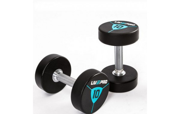 Гантели в уретане 22 кг Live Pro Premium Urethane Dumbbells LP8000-22 600_380