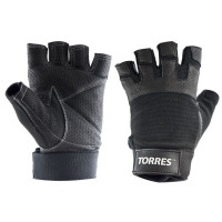 Перчатки для занятий спортом Torres нейлон,нат.кожа, подбив.6мм, напульсник PL6051 черный