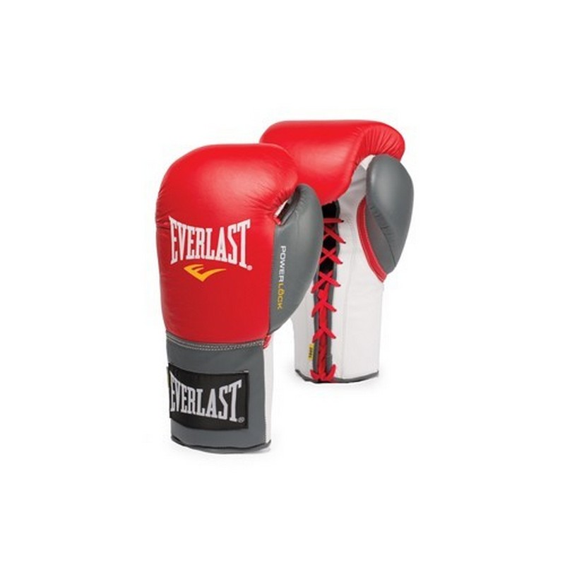 Перчатки боевые Everlast Powerlock 10oz XL черный/серый 800_800