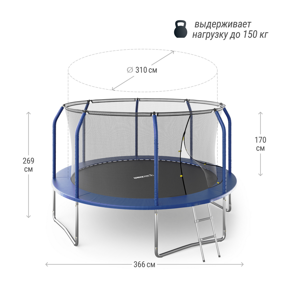 Батут Unix Line SUPREME BASIC 12 ft (blue) TRUSUB12BL 1000_1000