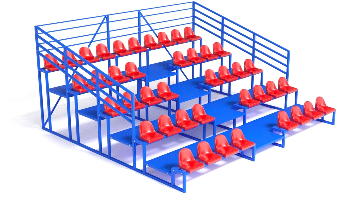 Трибуна с сидениями, пятирядная, с ограждением Glav 20.010 1200_675