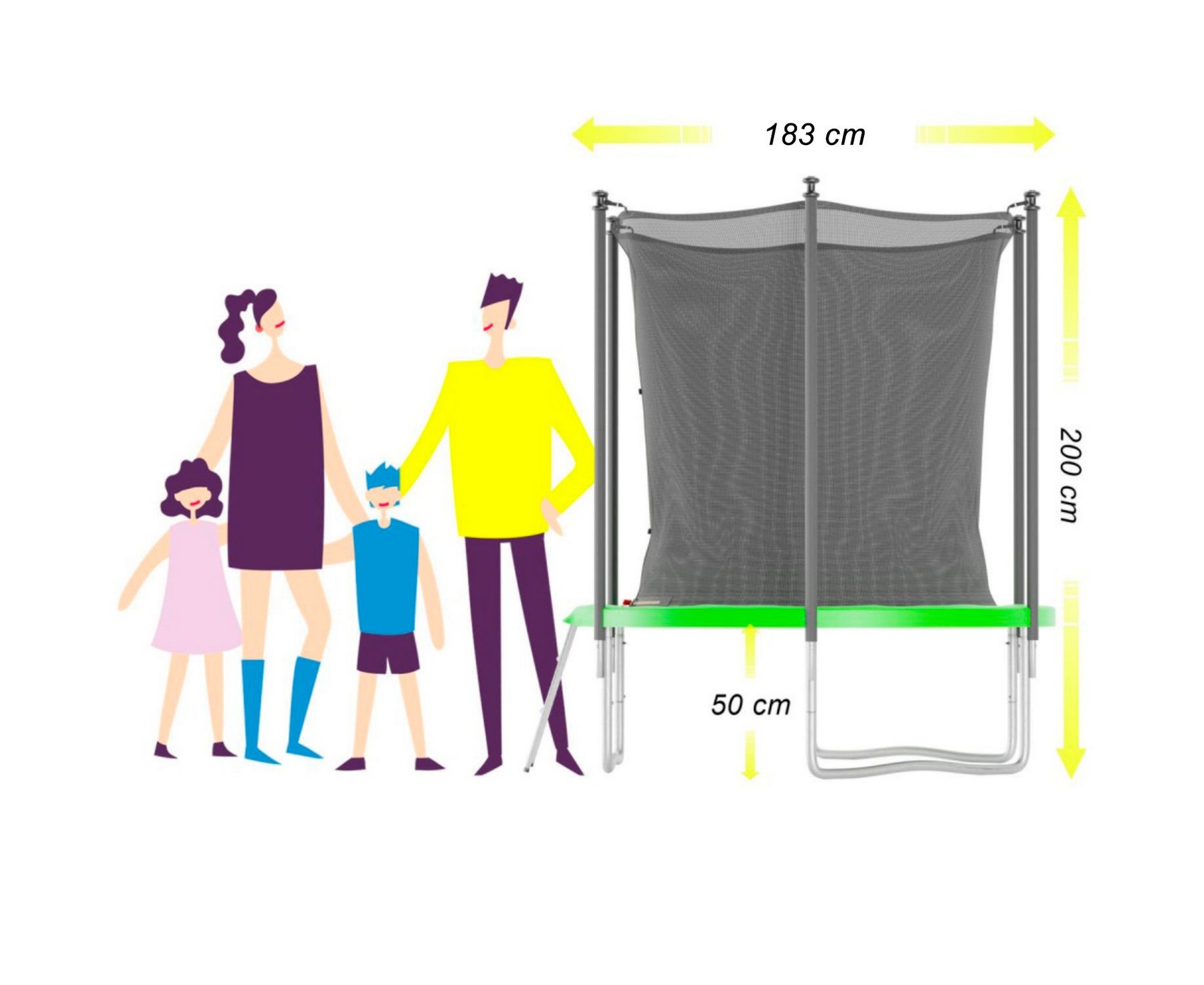 Батут DFC Trampoline Stock JUMP4FUN, с внутренней защитной сеткой TRA22FUJ4F-603 салатовый 2000_1636