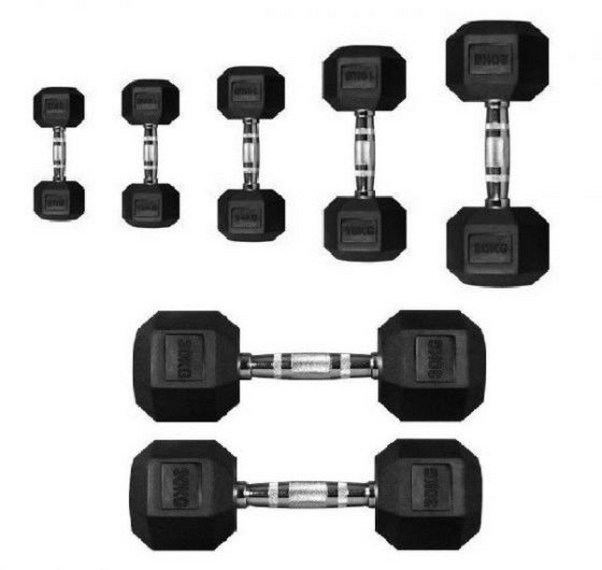 Гантель 22,5кг Perform Better Rubber Encased Hex Dumbbells 4137-22.5\BK-22-00 845_800